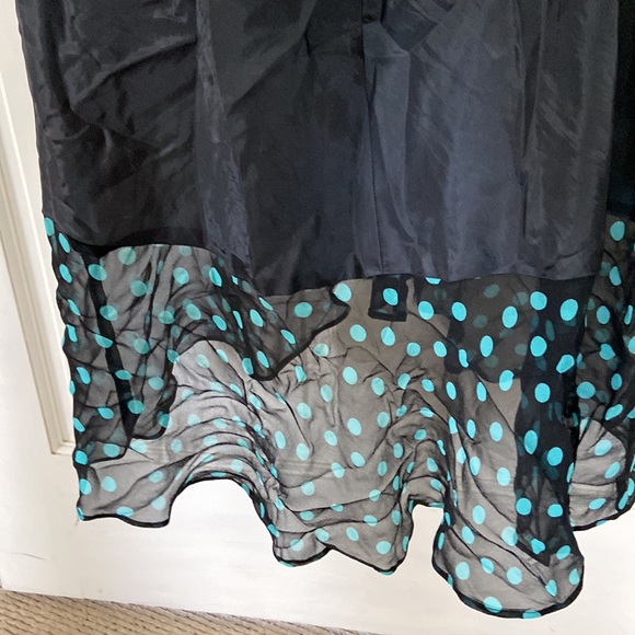 Nine West Black Turquoise PolkaDot Silk Dress Sz 4 - Picture 8 of 12